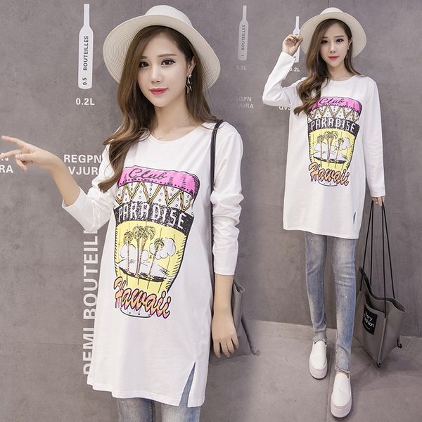 t-shirt long sleeve 2020 autumn clothes net red medium length cotton body pregnant women's, White
t-shirt long sleeve 2020 autumn clothes net red medium length cotton body pregnant women's, White