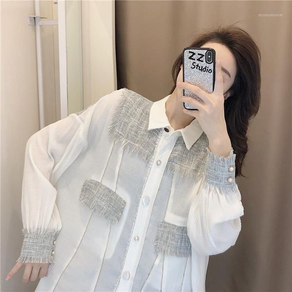 women's blouses & shirts casual loose white blouse for women lapel long sleeve patchwork large size female fashion clothing 2021 summer
women's blouses & shirts casual loose white blouse for women lapel long sleeve patchwork large size female fashion clothing 2021 summer