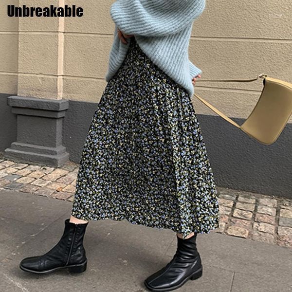 2020 vintage floral print a-line pleated spring women streetwear elastic waist midi skirt lined1, Black
2020 vintage floral print a-line pleated spring women streetwear elastic waist midi skirt lined1, Black