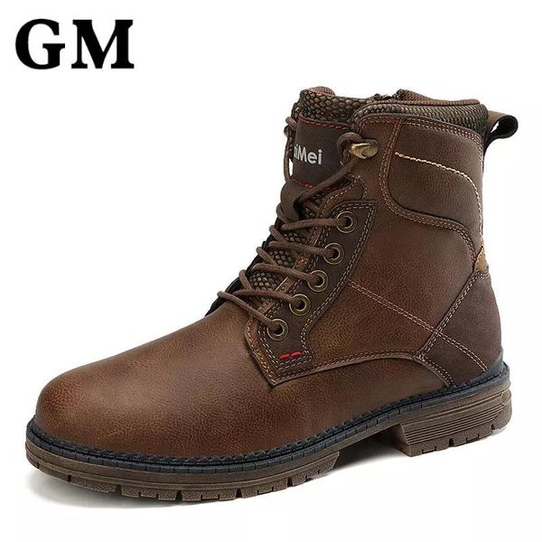 brand men's boots 2020 autumn winter lace up motorcycle boots leather men ankle boots rubber outdoor waterproof male work shoes c1120, Black
brand men's boots 2020 autumn winter lace up motorcycle boots leather men ankle boots rubber outdoor waterproof male work shoes c1120, Black