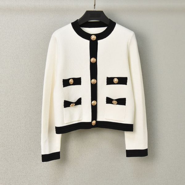 1226 2022 milan style spring summer brand same style sweater print long sleeve crew new black white cardigan women clothes lanlingge, White;black
1226 2022 milan style spring summer brand same style sweater print long sleeve crew new black white cardigan women clothes lanlingge, White;black