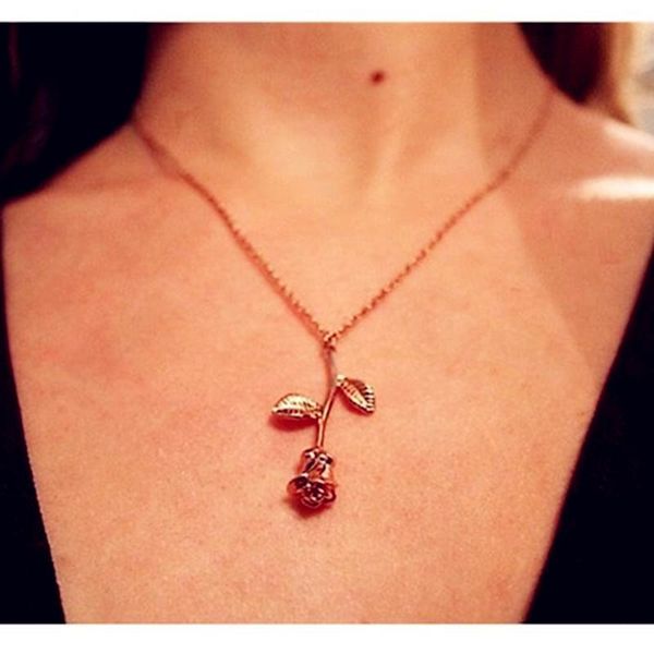 pink gold color couple jewelry rose flower necklace women romantic valentine gift stainless steel chain collier femme 2020, Silver
pink gold color couple jewelry rose flower necklace women romantic valentine gift stainless steel chain collier femme 2020, Silver