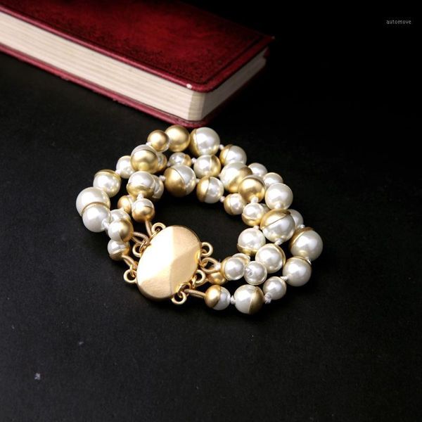 chunky trendy jewelry for elegant ladies vintage simulated pearl matte gold bracelet magnet clasp beaded bracelet bangles1, Golden;silver
chunky trendy jewelry for elegant ladies vintage simulated pearl matte gold bracelet magnet clasp beaded bracelet bangles1, Golden;silver