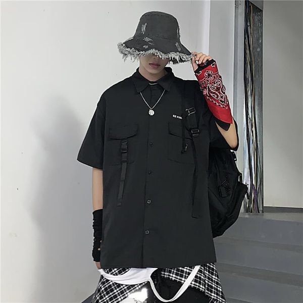 men's casual shirts 2021 summer fashion design dark black, short sleeve high street shirt men, White;black
men's casual shirts 2021 summer fashion design dark black, short sleeve high street shirt men, White;black