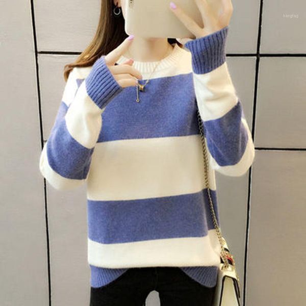 loose round neck pullover sweater women's warm autumn and winter wear long sleeve fashion knit striped, White;black
loose round neck pullover sweater women's warm autumn and winter wear long sleeve fashion knit striped, White;black