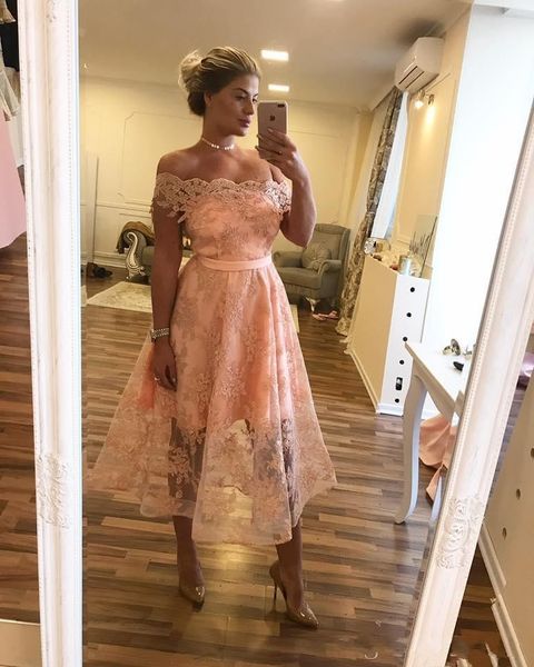 2021 short blush pink prom dresses off shoulder a line lace appliques tea length cocktail dress party gowns bridesmaid formal dress, Black
2021 short blush pink prom dresses off shoulder a line lace appliques tea length cocktail dress party gowns bridesmaid formal dress, Black