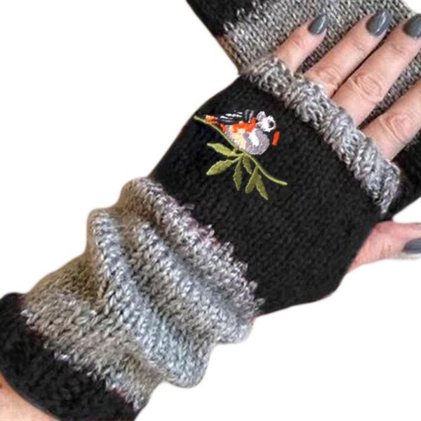 five fingers gloves women winter knitted fingerless bird embroidered color block splice half 7xec, Blue;gray
five fingers gloves women winter knitted fingerless bird embroidered color block splice half 7xec, Blue;gray
