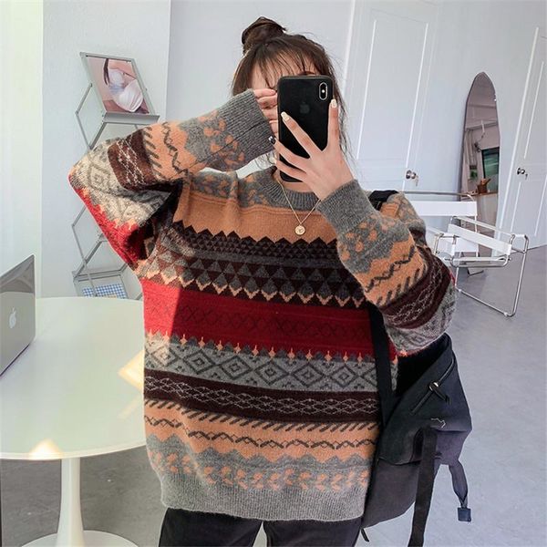 women's sweaters autumn winter japanese sweater women 2021 vintage mori style loose cocoon-shaped pullover argyle long-sleeved knitted, White;black
women's sweaters autumn winter japanese sweater women 2021 vintage mori style loose cocoon-shaped pullover argyle long-sleeved knitted, White;black