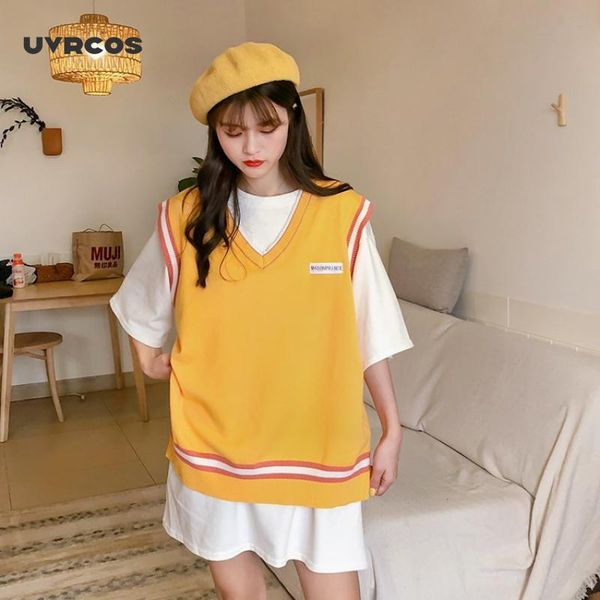 uvrcos women sleeveless pullover 2020 autumn stripe patchwork casual loose v neck knit sweater vest waistcoat top, Black;white
uvrcos women sleeveless pullover 2020 autumn stripe patchwork casual loose v neck knit sweater vest waistcoat top, Black;white
