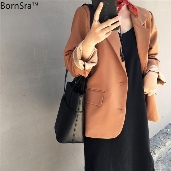 bornsra new 2020 spring autumn women's blazers casual pockets single breasted loose jackets notched outerwear wild 1, White;black
bornsra new 2020 spring autumn women's blazers casual pockets single breasted loose jackets notched outerwear wild 1, White;black