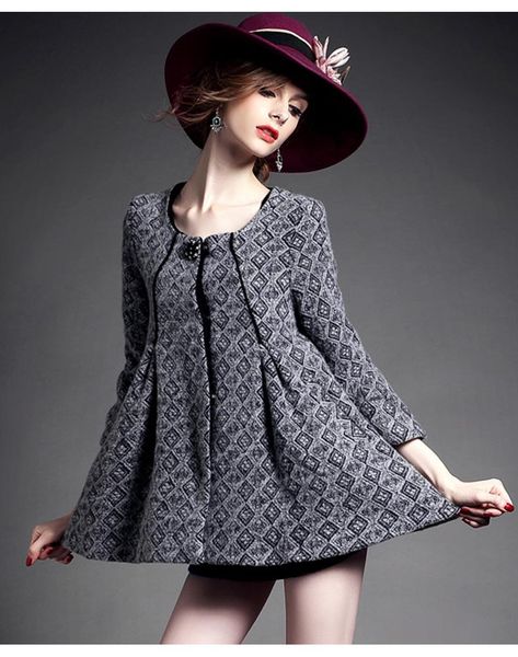 qing graceful cape style short woolen coat plaid line sleeve short woolen coat, Black
qing graceful cape style short woolen coat plaid line sleeve short woolen coat, Black