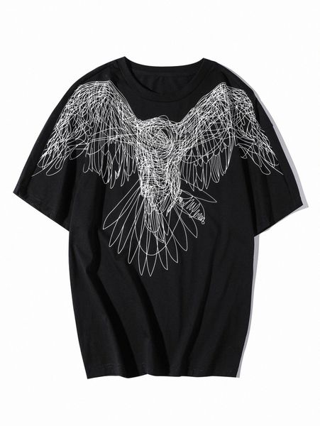men abstract bird print drop shoulder tee o6kw#, White;black
men abstract bird print drop shoulder tee o6kw#, White;black