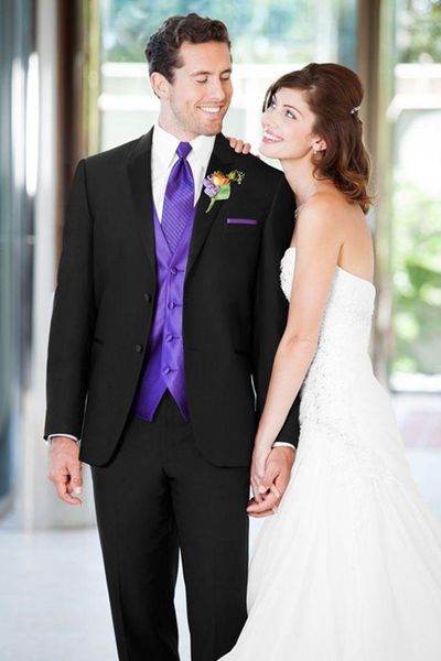 new men's wedding tuxedos black jacket with purple vest custom size formal suits c3091, White;black
new men's wedding tuxedos black jacket with purple vest custom size formal suits c3091, White;black