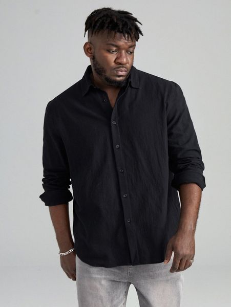 extended sizes men solid drop shoulder shirt z3ts#, White;black 
extended sizes men solid drop shoulder shirt z3ts#, White;black