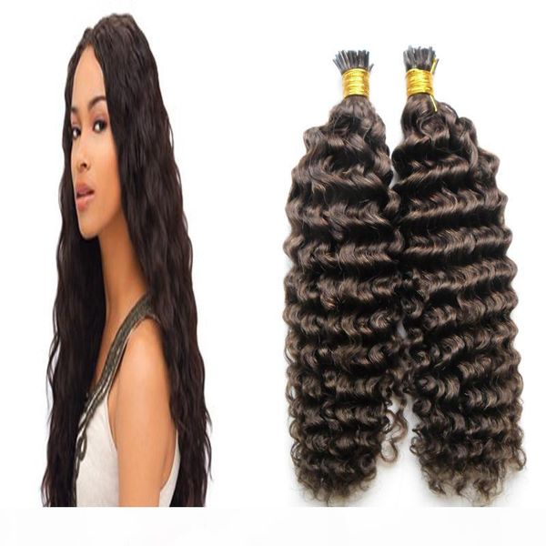 #4 dark brown i tip hair extensions deep curly brazilian virgin hair fusion 100g strands keratin human hair extension, Black
#4 dark brown i tip hair extensions deep curly brazilian virgin hair fusion 100g strands keratin human hair extension, Black