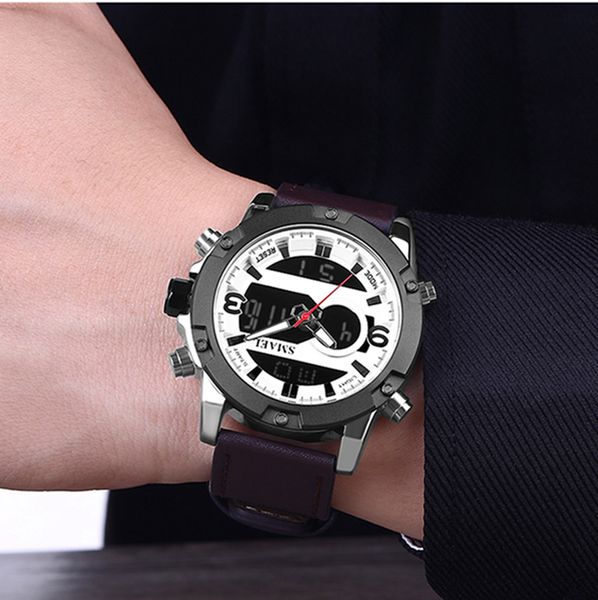 2020 smael new sport watches waterproof genuine dual display quartz wristwatches big dial fashion cool man 1320 digital watch led men, Slivery;brown
2020 smael new sport watches waterproof genuine dual display quartz wristwatches big dial fashion cool man 1320 digital watch led men, Slivery;brown