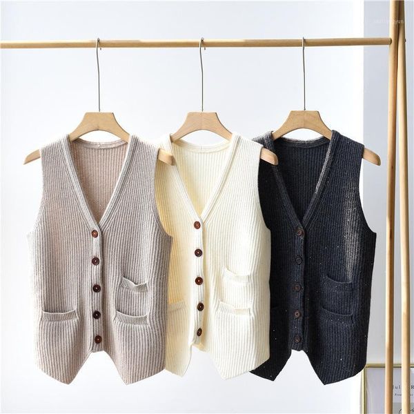 women vests 2020 new sweater knitted vest vest women's v-neck sleeveless cardigan pure cashmere sweater1, Black;white
women vests 2020 new sweater knitted vest vest women's v-neck sleeveless cardigan pure cashmere sweater1, Black;white