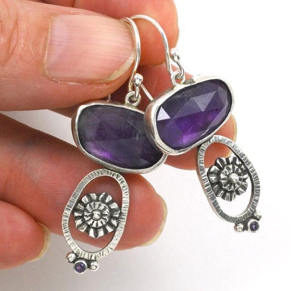 vintage purple stone earrings for women jewelry boho ethnic antique silver color metal flower crystal dangle earrings
vintage purple stone earrings for women jewelry boho ethnic antique silver color metal flower crystal dangle earrings