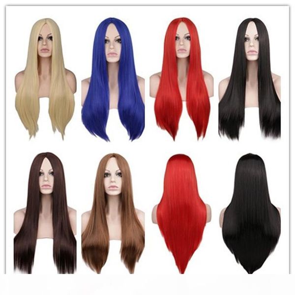 long silky straight wigs 7 colors fashion soft full lace wigs temperature fiber women cosplay performance middle bangs, Black
long silky straight wigs 7 colors fashion soft full lace wigs temperature fiber women cosplay performance middle bangs, Black