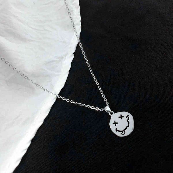 korean fashion kpop smiley face necklace hip hop pendant necklaces for punk women men neck chain gothic couple jewelry, Silver
korean fashion kpop smiley face necklace hip hop pendant necklaces for punk women men neck chain gothic couple jewelry, Silver