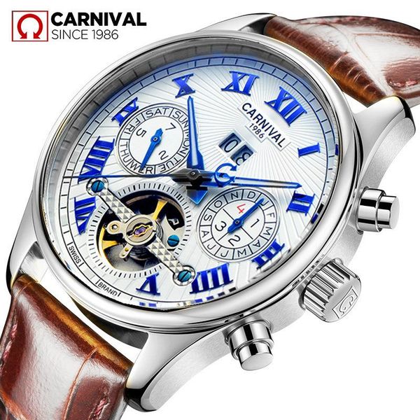 wristwatches carnival men fashion automatic mechanical watch waterproof luminous auto date week moon phase watches sport tourbillon clock, Slivery;brown
wristwatches carnival men fashion automatic mechanical watch waterproof luminous auto date week moon phase watches sport tourbillon clock, Slivery;brown