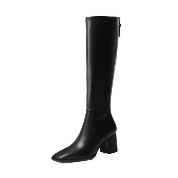 new fashion genuine leather shoes woman back square toe thick heels knee high 2021 autumn winter party boots 73lz, Black
new fashion genuine leather shoes woman back square toe thick heels knee high 2021 autumn winter party boots 73lz, Black