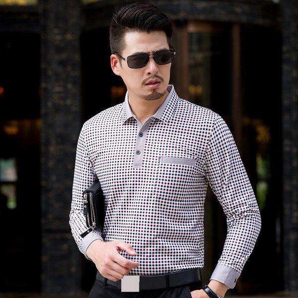 brand men's lapel t-shirt small round pocket long sleeves for male cotton trellis middle-aged kg-900, White;black
brand men's lapel t-shirt small round pocket long sleeves for male cotton trellis middle-aged kg-900, White;black