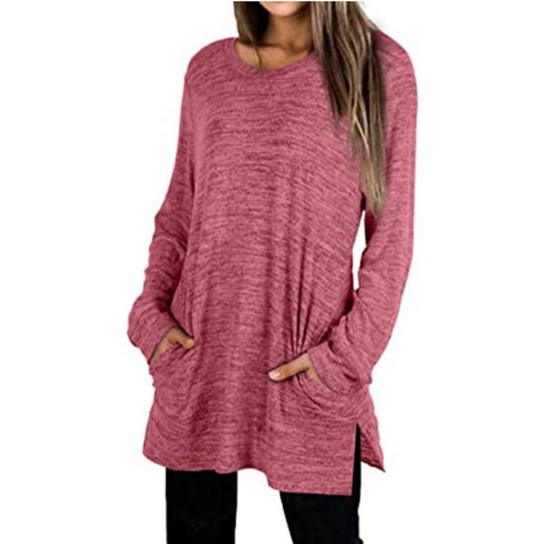 2020 european and american women's popular round neck long sleeve pocket loose medium length sweater, Black
2020 european and american women's popular round neck long sleeve pocket loose medium length sweater, Black