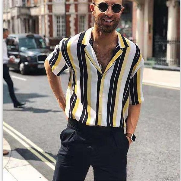 men fashion shirts casual multicolor striped lapel shirts short-sleeve shirt men brand casual beach hawaii shirt 2020 camisa, White;black
men fashion shirts casual multicolor striped lapel shirts short-sleeve shirt men brand casual beach hawaii shirt 2020 camisa, White;black