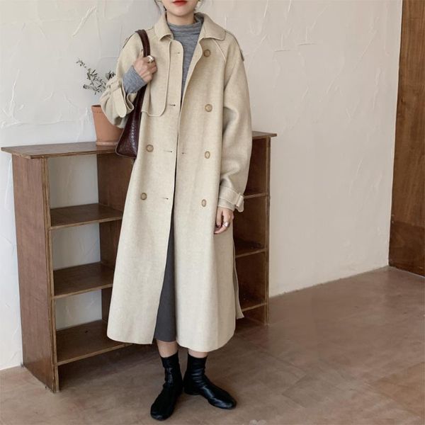 double-sided cashmere women coat 2021 new loose outerwear long woolen coat for women autumn winter jacket, Black
double-sided cashmere women coat 2021 new loose outerwear long woolen coat for women autumn winter jacket, Black
