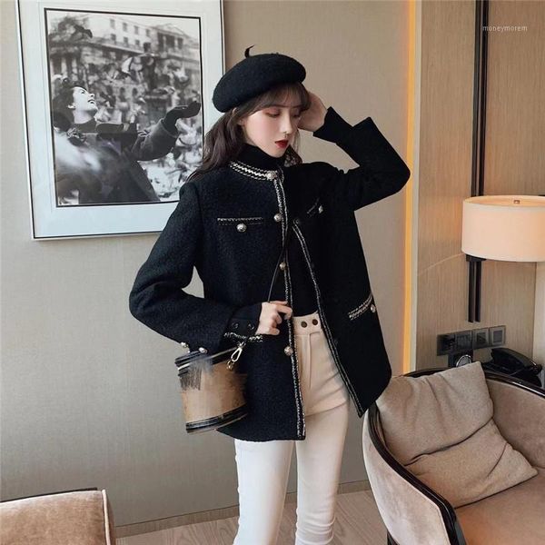 women's wool & blends fashionable phnom penh small fragrant wind jacket temperament thicken circle woolen, Black
women's wool & blends fashionable phnom penh small fragrant wind jacket temperament thicken circle woolen, Black