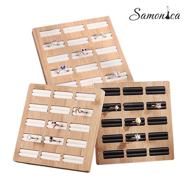 15 grid bamboo + pu / velvet ring earrings organizer makeup storage rack jewelry rings display board deskcounter display, Pink;blue
15 grid bamboo + pu / velvet ring earrings organizer makeup storage rack jewelry rings display board deskcounter display, Pink;blue