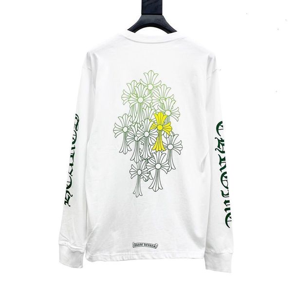 version high ch cross phantom printing men and women couple loose casual all-match long sleeve t-shirt, Black 
version high ch cross phantom printing men and women couple loose casual all-match long sleeve t-shirt, Black
