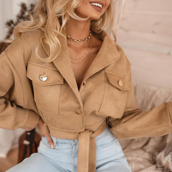 women's solid color slim fit jacket new autumn winter 2021 brown pocket waist tie up street trend coat, Black;brown
women's solid color slim fit jacket new autumn winter 2021 brown pocket waist tie up street trend coat, Black;brown