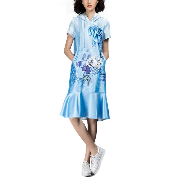 summer fashion short floral sleeve blue hoodie dress woman 1d77, Black;gray 
summer fashion short floral sleeve blue hoodie dress woman 1d77, Black;gray