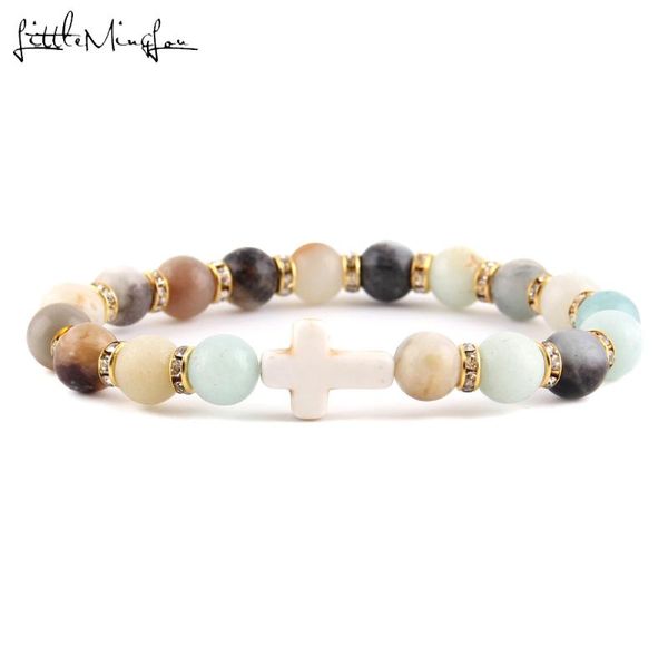 little minglou natural stone 8mm amazonite beads cross bracelets femme lava stone yoga crystal charm girls bracelet for women, Golden;silver
little minglou natural stone 8mm amazonite beads cross bracelets femme lava stone yoga crystal charm girls bracelet for women, Golden;silver