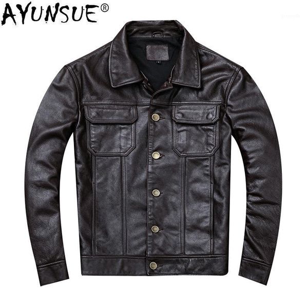 ayunsue real leather jacket men 100% cow leather coat short vintage men's genuine jackets motorcycle 2019 kj29081, Black
ayunsue real leather jacket men 100% cow leather coat short vintage men's genuine jackets motorcycle 2019 kj29081, Black