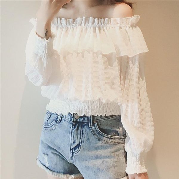women casual loose short sleeve womens off the shoulder long sleeve blouse lace floral chiffon summer 2021 fashion blouses, White 
women casual loose short sleeve womens off the shoulder long sleeve blouse lace floral chiffon summer 2021 fashion blouses, White