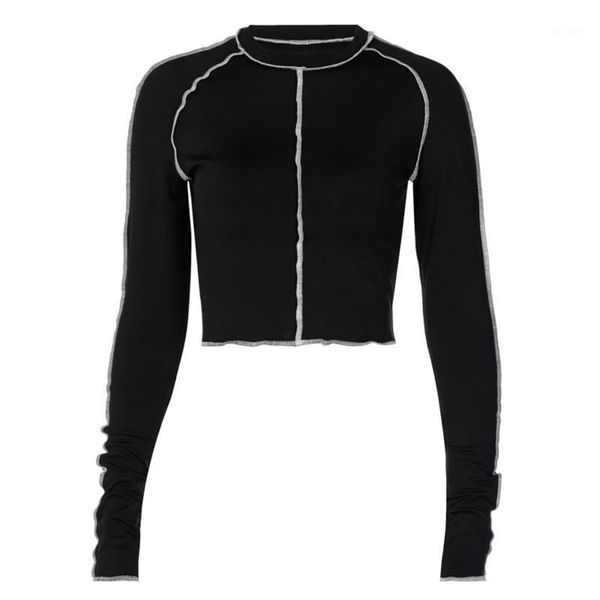 spring and autumn fashion women's tight-fitting t-shirt round neck long-sleeved cropped, White
spring and autumn fashion women's tight-fitting t-shirt round neck long-sleeved cropped, White