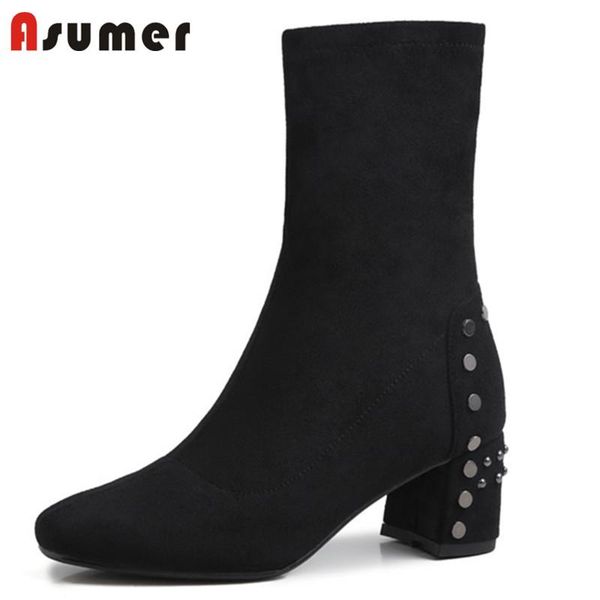 boots asumer 2021 arrival flock stretch zip round toe rivet autumn winter high heel dress party shoes women ankle, Black
boots asumer 2021 arrival flock stretch zip round toe rivet autumn winter high heel dress party shoes women ankle, Black