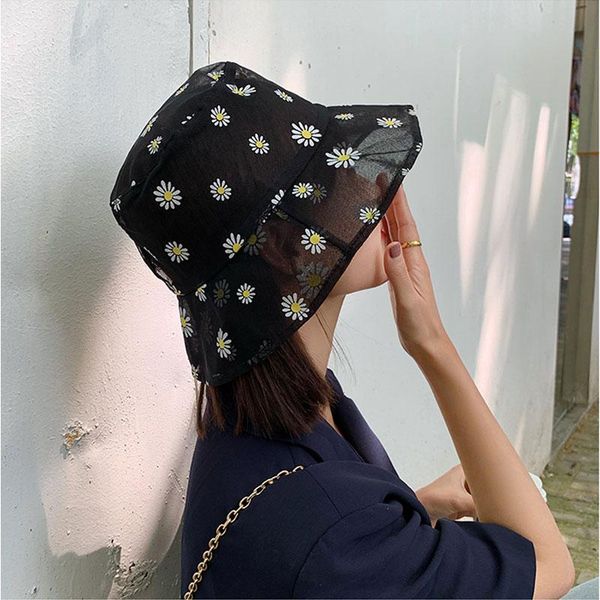 Summer Daisies Embroidered Buckets Hat Women Transparent Lace Flower Summer Thin Daisy Yarn Sun Hat High Top Fashion Sun Cap, Blue;gray
Summer Daisies Embroidered Buckets Hat Women Transparent Lace Flower Summer Thin Daisy Yarn Sun Hat High Top Fashion Sun Cap, Blue;gray