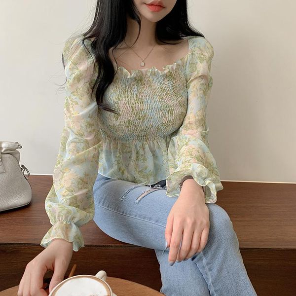 women's blouses & shirts 2021 autumn women floral shirt elastic long sleeve crop ruffles peplum blouse chemise blusas de mujer, White
women's blouses & shirts 2021 autumn women floral shirt elastic long sleeve crop ruffles peplum blouse chemise blusas de mujer, White