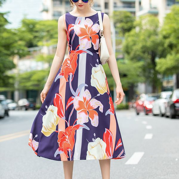 runway retro printing sleeveless party elegant temperament mid length women wear new designer zyjo, Black;gray
runway retro printing sleeveless party elegant temperament mid length women wear new designer zyjo, Black;gray