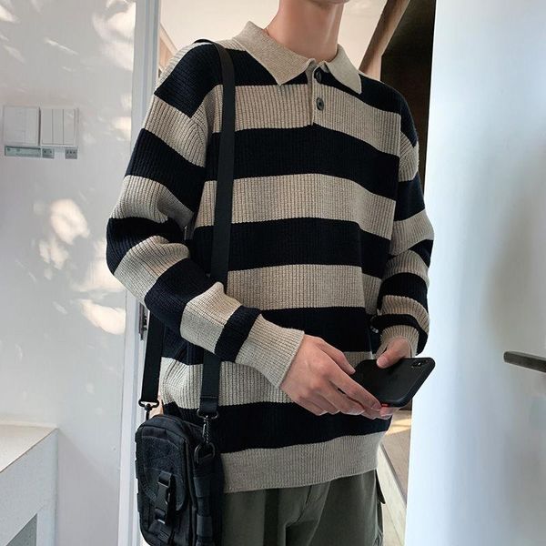 korean striped lapel sweater men's warm fashion retro casual knitted pullover men autumn winter knitting sweaters mens clothes, White;black
korean striped lapel sweater men's warm fashion retro casual knitted pullover men autumn winter knitting sweaters mens clothes, White;black
