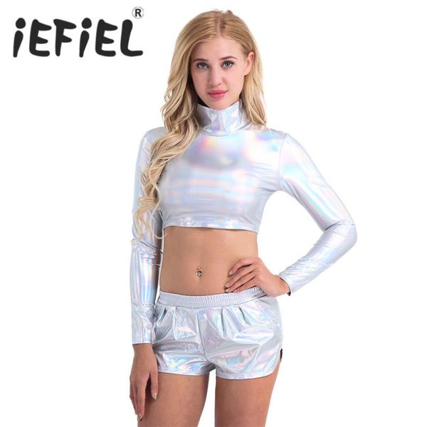 iefiel women glitter sequins t shirt women shiny patent leather long sleeve mock neck turtleneck crop for party daily wear, White
iefiel women glitter sequins t shirt women shiny patent leather long sleeve mock neck turtleneck crop for party daily wear, White