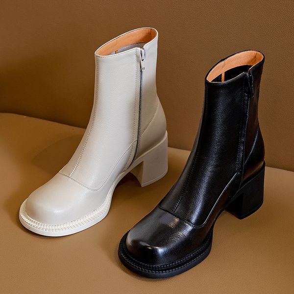 2021 new genuine leather women ankle boots winter square toe thick heels pumps party office lady shoes woman t464, Black
2021 new genuine leather women ankle boots winter square toe thick heels pumps party office lady shoes woman t464, Black