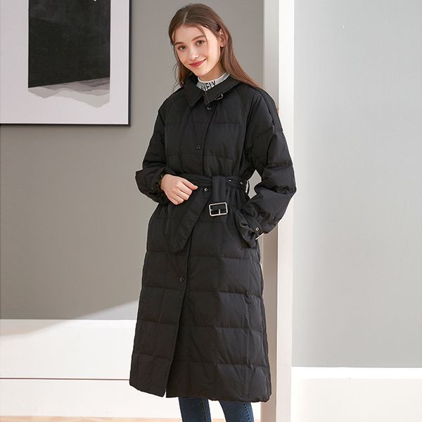 2021 new winter jacket turn collar single breasted 90% white long coat down parka with female outwear belt wrgi, Black
2021 new winter jacket turn collar single breasted 90% white long coat down parka with female outwear belt wrgi, Black