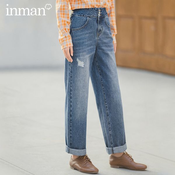 inman spring new arrival literary personality hongkong style straight cylinder loose wash worn women leans 201105, Blue
inman spring new arrival literary personality hongkong style straight cylinder loose wash worn women leans 201105, Blue