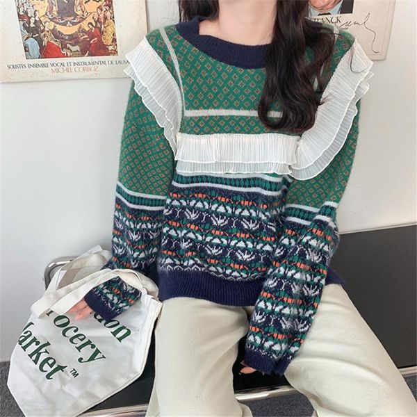 women's sweaters korean fashion ruffle vintage sweater women autumn winter pullover knitted pull femme jumper rope mujer 2021, White;black
women's sweaters korean fashion ruffle vintage sweater women autumn winter pullover knitted pull femme jumper rope mujer 2021, White;black