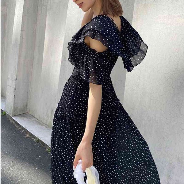 Casual Dresses V-Neck Off Shoulder Polka Dot Flounced Edge Mid-Calf Vestidos Japan Style Sweet Women's Cloth 2022 Spring YXZC, Black;gray
Casual Dresses V-Neck Off Shoulder Polka Dot Flounced Edge Mid-Calf Vestidos Japan Style Sweet Women's Cloth 2022 Spring YXZC, Black;gray